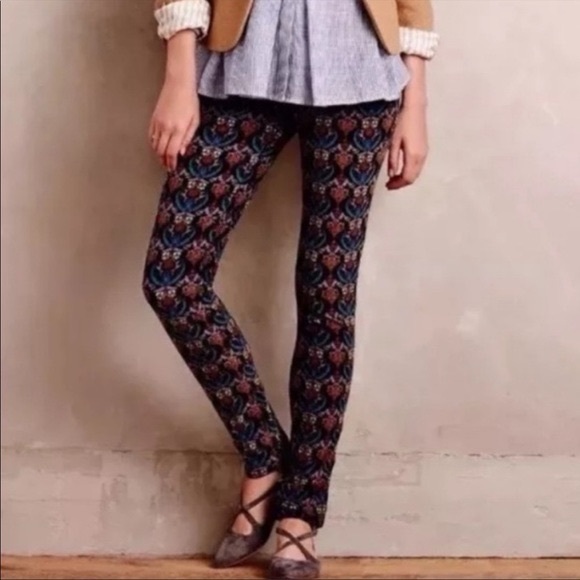 Pilcro and the Letterpress Anthropologie Serif printed corduroy pants - Picture 1 of 8